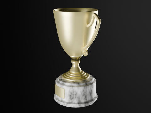 Trophy gold cup on a marble stand 3D-Modell