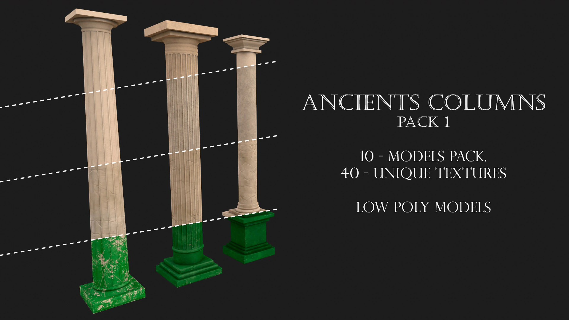 Ancient columns pack 1 Low-poly 3D mode 3D Model .c4d .max .obj .3ds .fbx .stl .blend