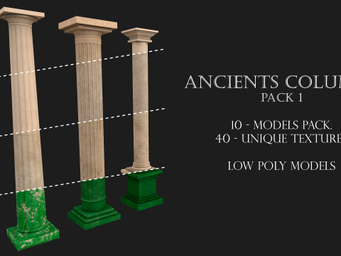 Ancient columns pack 1 Low-poly 3D mode Modelo 3D