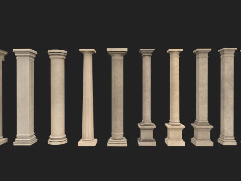 Ancient columns pack 1 Low-poly 3D mode 3D Model