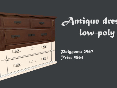 Antique dresser low-poly 3D Model