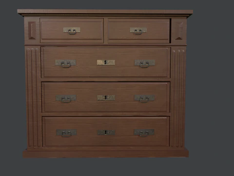 Antique dresser low-poly 3D Model