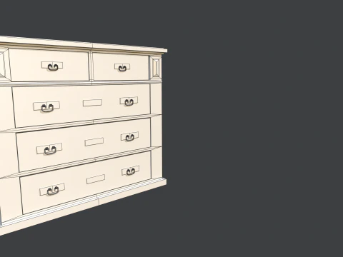 Antique dresser low-poly 3D Model