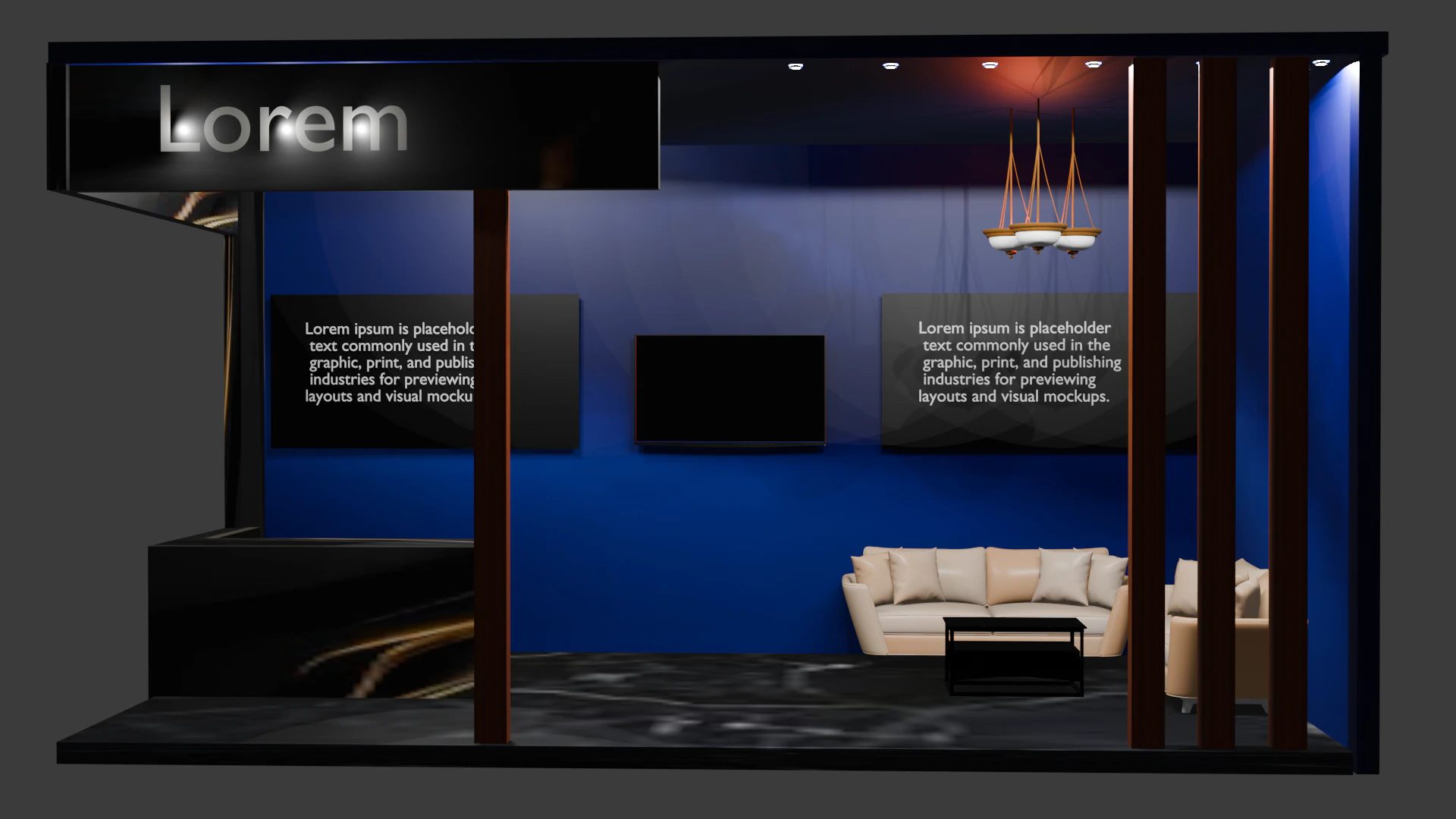 Exhibition booth 3D Model .c4d .max .obj .3ds .fbx .stl .blend 