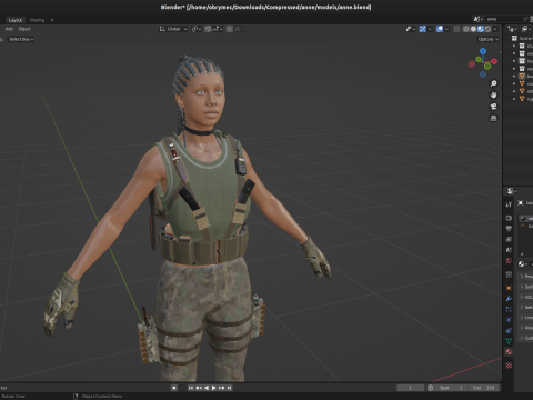 Realistic Military African Female Soldier Modelo 3D