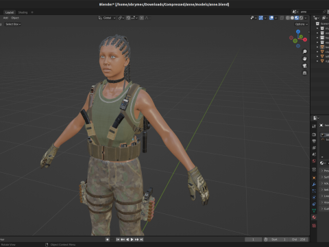 Realistic Military African Female Soldier Modelo 3D