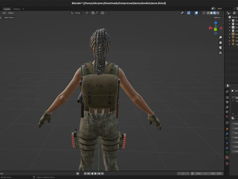 Realistic Military African Female Soldier For Blender 3D Model