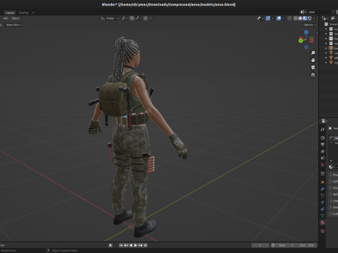 Realistic Military African Female Soldier Modelo 3D