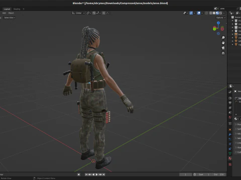 Realistic Military African Female Soldier For Blender 3D Model