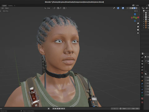 Realistic Military African Female Soldier For Blender 3D Model