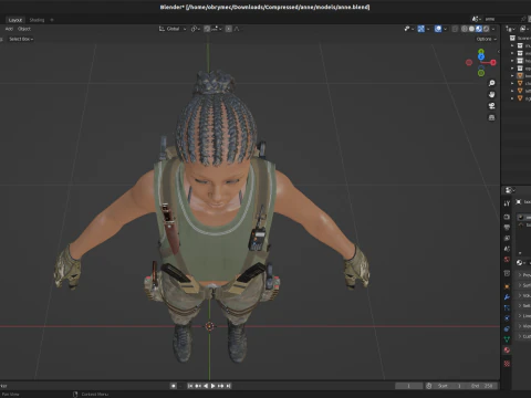 Realistic Military African Female Soldier For Blender 3D Model