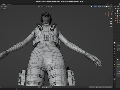 Realistic Military African Female Soldier For Blender 3D Model