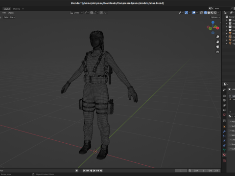 Realistic Military African Female Soldier Modelo 3D