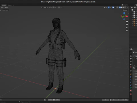 Realistic Military African Female Soldier For Blender 3D Model