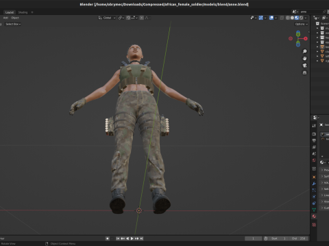Realistic Military African Female Soldier Modelo 3D