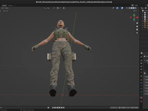 Realistic Military African Female Soldier For Blender 3D Model