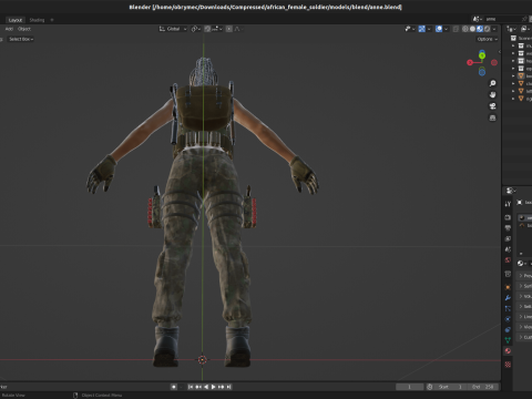 Realistic Military African Female Soldier Modelo 3D