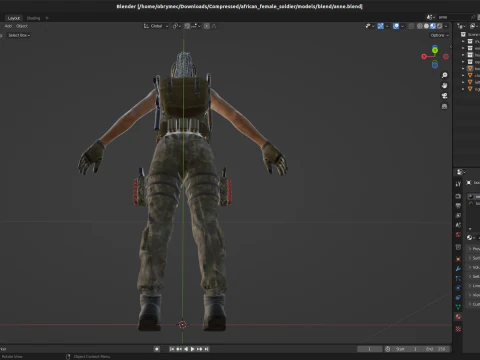Realistic Military African Female Soldier For Blender 3D Model