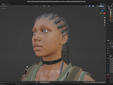 Realistic Military African Female Soldier For Blender 3D Model