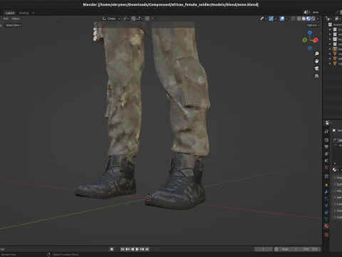 Realistic Military African Female Soldier For Blender 3D Model