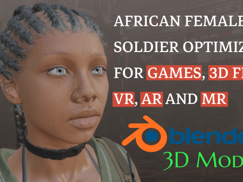 Realistic Military African Female Soldier Modelo 3D
