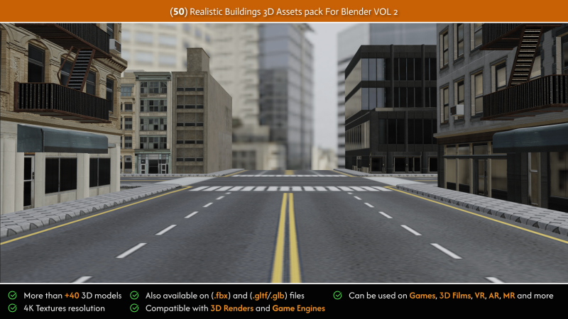 Realistic Buildings 3D Assets Pack For Blender Vol 2 3D 模型 .c4d .max .obj .3ds .fbx .stl .blend 