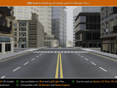 Realistic Buildings 3D Assets Pack For Blender Vol 2 Modello 3D