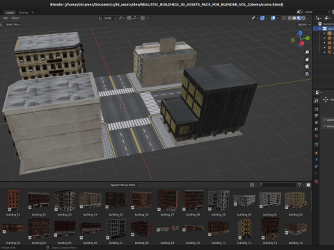 Realistic Buildings 3D Assets Pack For Blender Vol 2 3D 模型