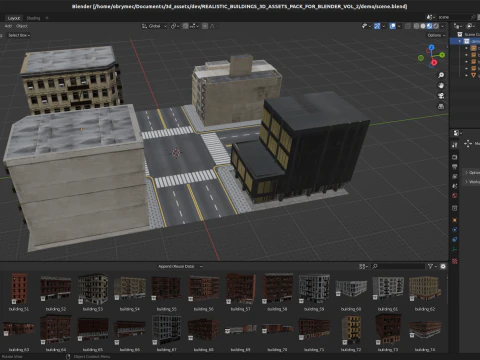 50 Realistic Buildings 3D Assets Pack For Blender Vol 2 3D Model