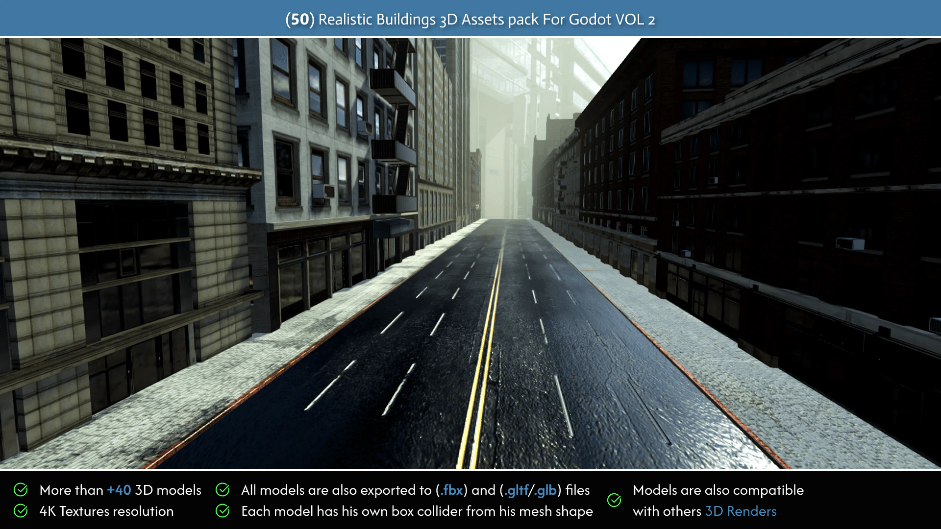50 Realistic Buildings 3D Assets Pack For Godot Vol 2 3D Model .c4d .max .obj .3ds .fbx .stl .blend 