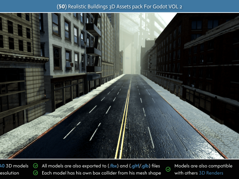 Realistic Buildings 3D Assets Pack For Godot Vol 2 Modello 3D