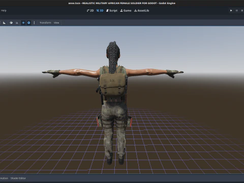 Realistic Military African Female Soldier For Godot 3D Model