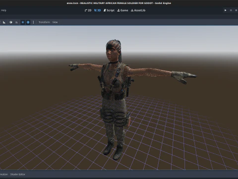Realistic Military African Female Soldier For Godot 3D Model