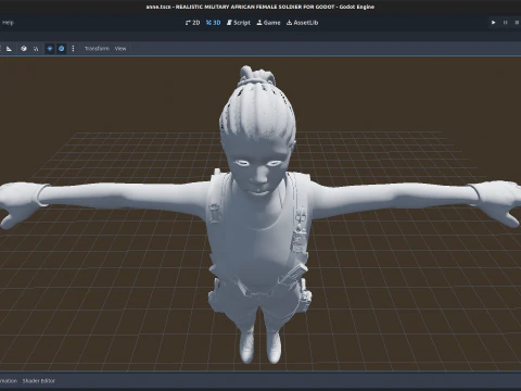 Realistic Military African Female Soldier For Godot 3D Model
