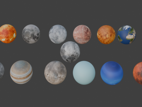Realistic Planets 3D Model