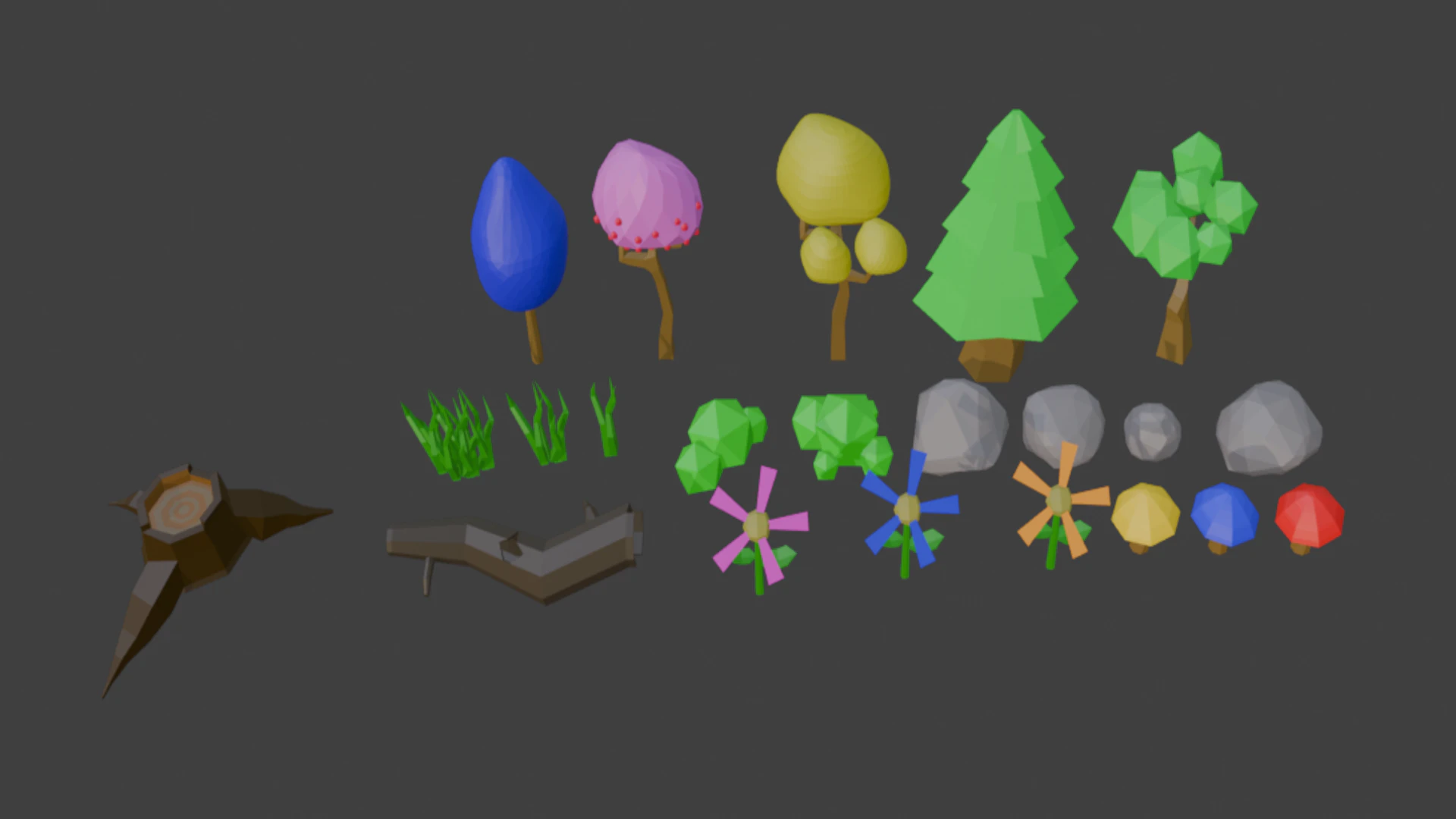 Low Poly Trees 3D Model .c4d .max .obj .3ds .fbx .stl .blend 