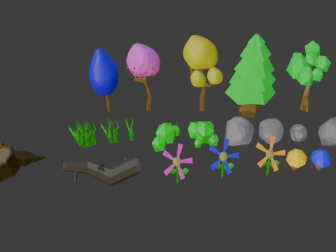 Árvores Low Poly Modelo 3D