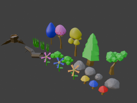 Low Poly Trees 3D Model
