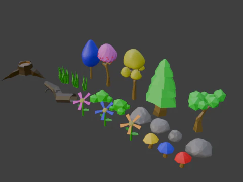 Low Poly Trees 3D Model