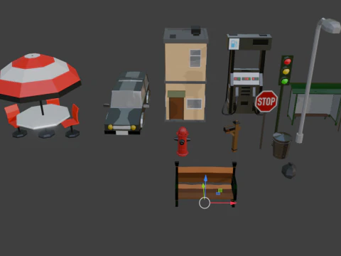 ATIVOS DA CIDADE LOW POLY Modelo 3D