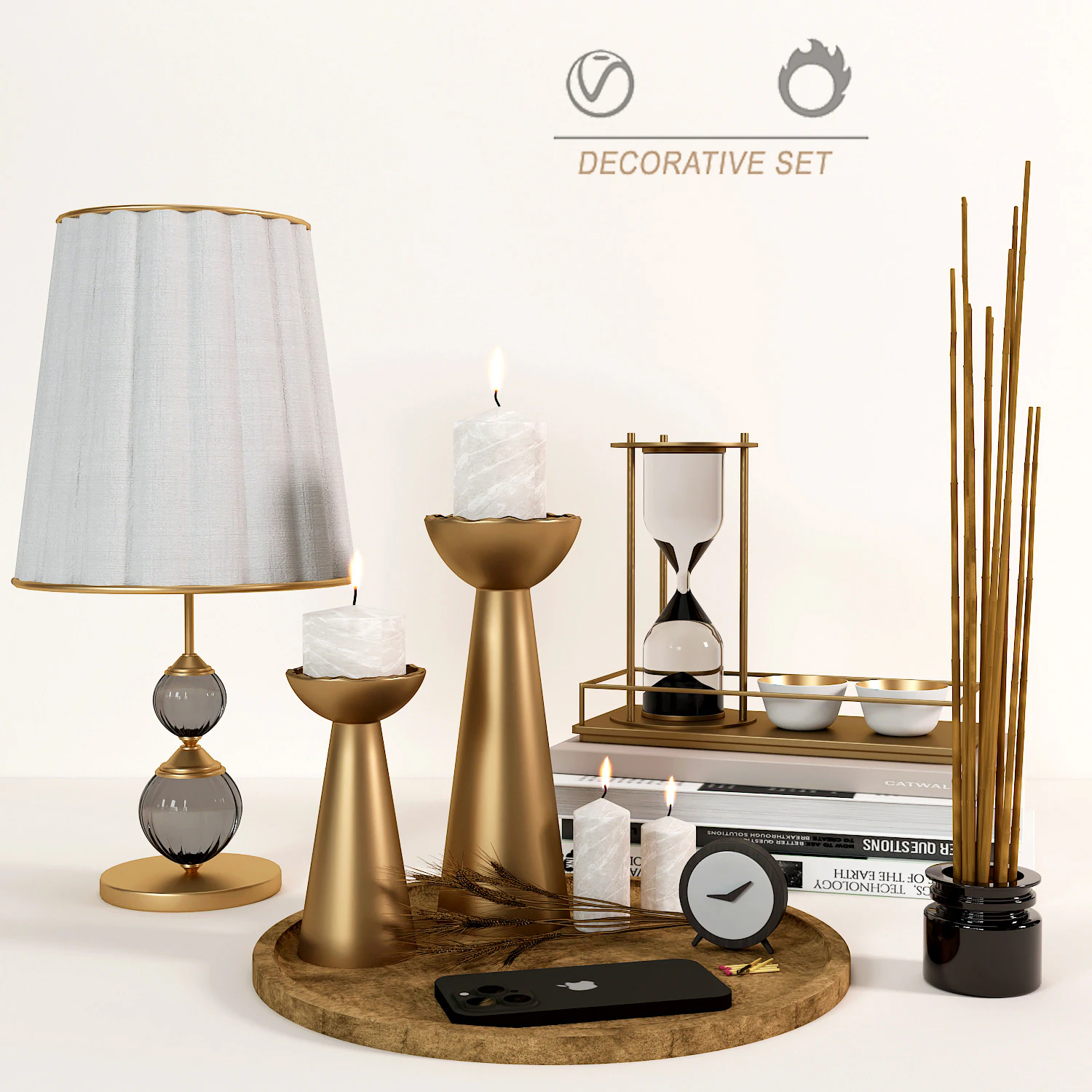 Decorative set 6 3D Model .c4d .max .obj .3ds .fbx .stl .blend 