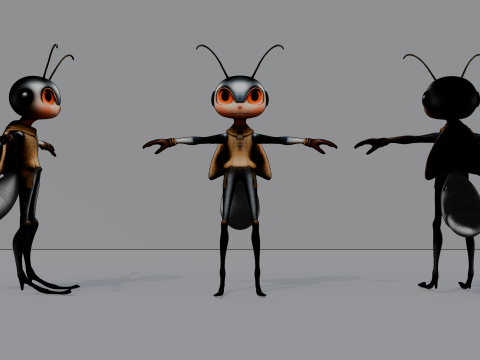 Humanoid Cricket Stylized 3D Модель