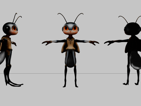 Humanoid Cricket Stylized 3D Модель