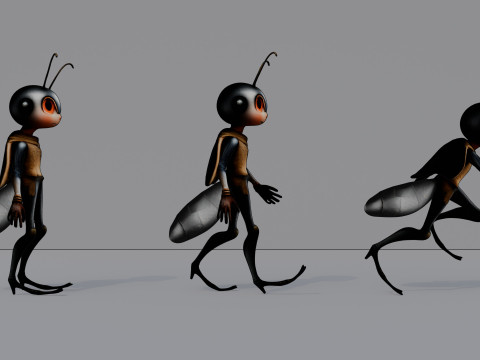 Humanoid Cricket Stylized 3D Модель