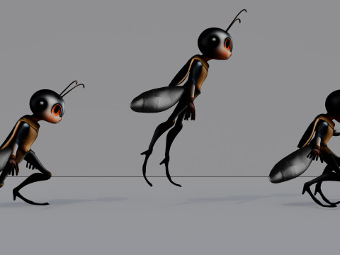 Humanoid Cricket Stylized 3D Модель