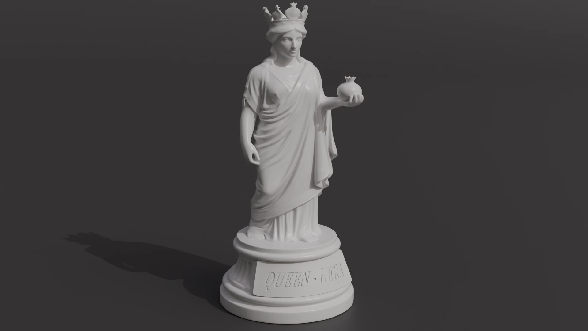 HERA Greek Goddess Chess Queen 3D Print Model .c4d .max .obj .3ds .fbx .stl .blend 