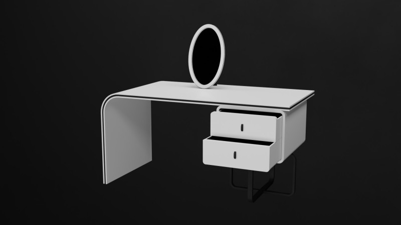 White vanity table pull-out drawers Model 3D .c4d .max .obj .3ds .fbx .stl .blend