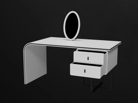 Wysuwane szuflady w białej toaletce Model 3D