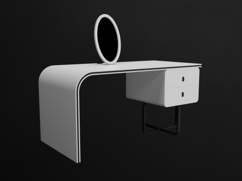 White vanity table pull-out drawers Model 3D