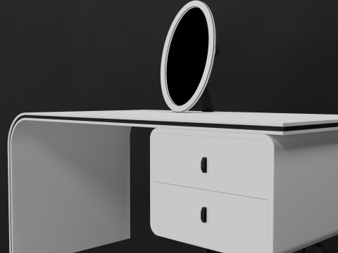 White vanity table pull-out drawers Model 3D